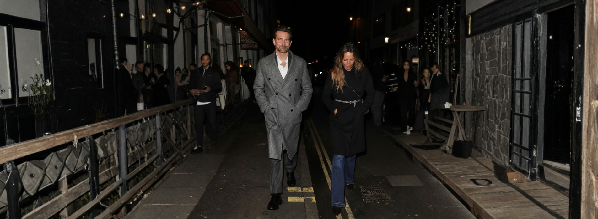 Bradley Cooper Is This Thing On UK Gala Screening Double-Breasted Charcoal Mélange Wool Greatcoat