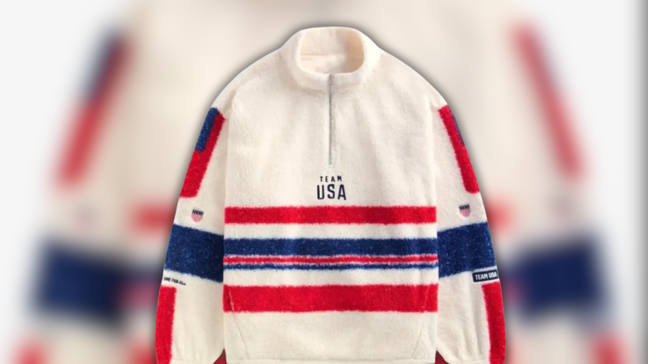 Team USA 2026 Patriotic Stripes Zip Pullover – Cozy Oversized Sherpa Jacket