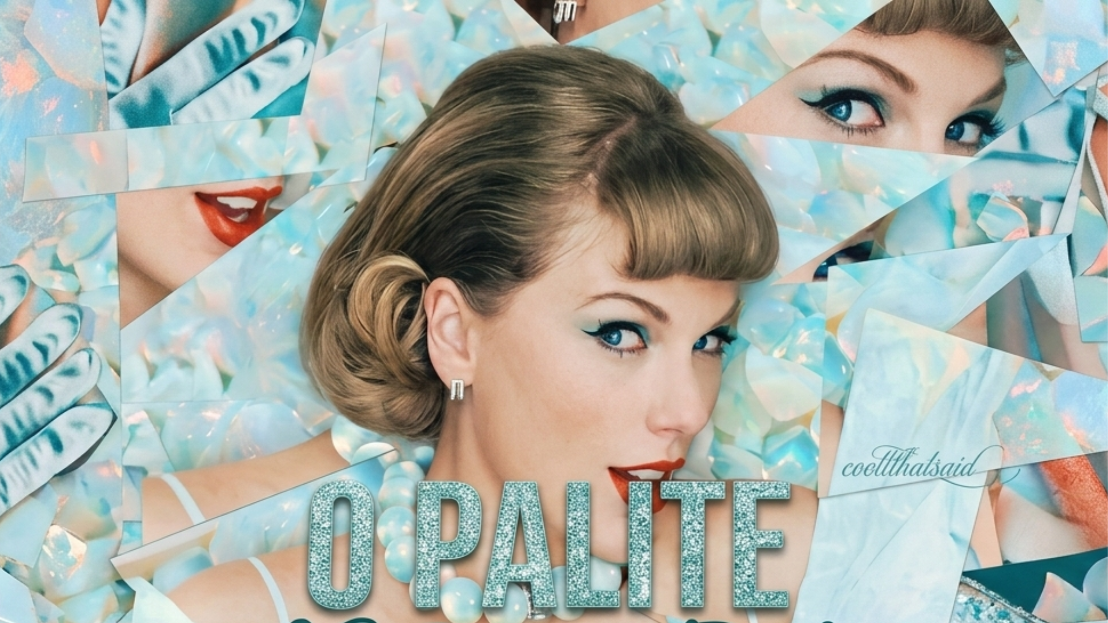Opalite music video star Taylor Swift wears a dazzling mint sequin tracksuit, adding a pop of color to the stage.