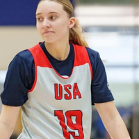 Paige Bueckers Team USA women’s basketball jersey in white with red and blue accents and number 19 on front and back.