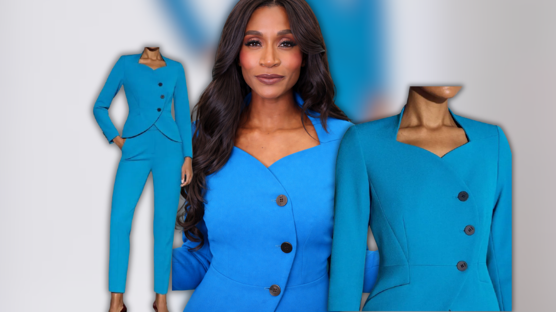 The Eye-Catching Turquoise Sculpted Jacket by Chisola Chitambala on This Morning