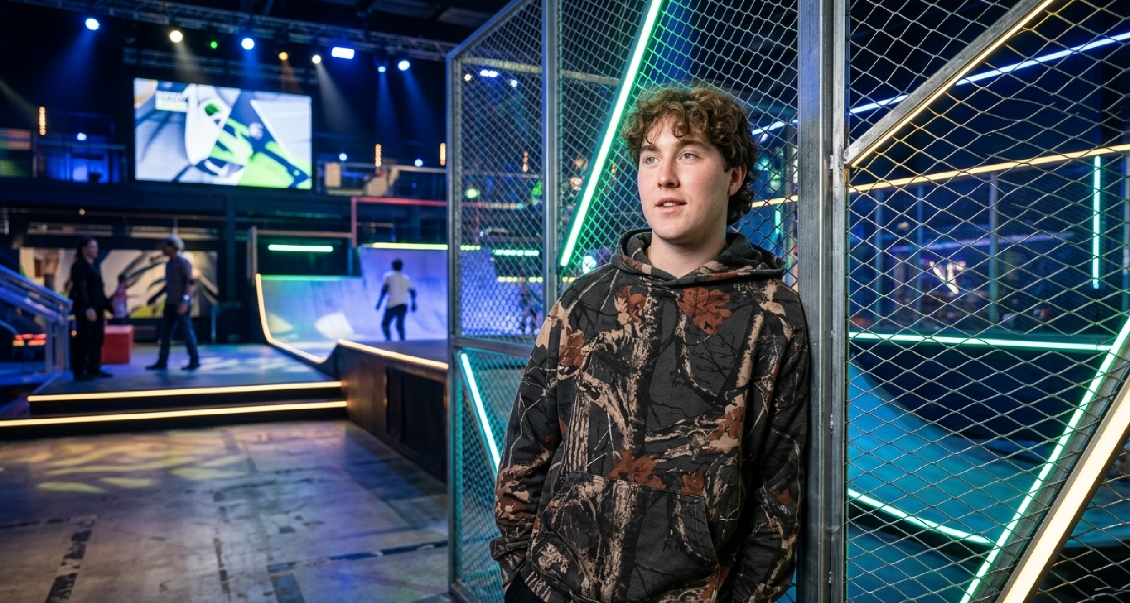 Canada Shore Season 1 Ethan Maynard camo hoodie with oversized drop-shoulder and woodland print