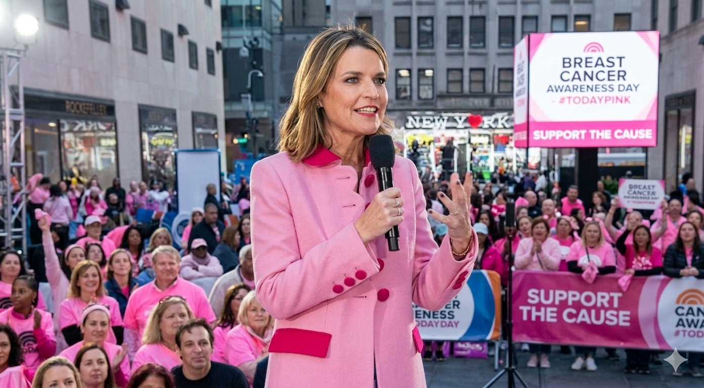 Savannah Guthrie Today Show bubblegum pink A-line wool coat with scalloped placket and fuchsia Peter Pan collar