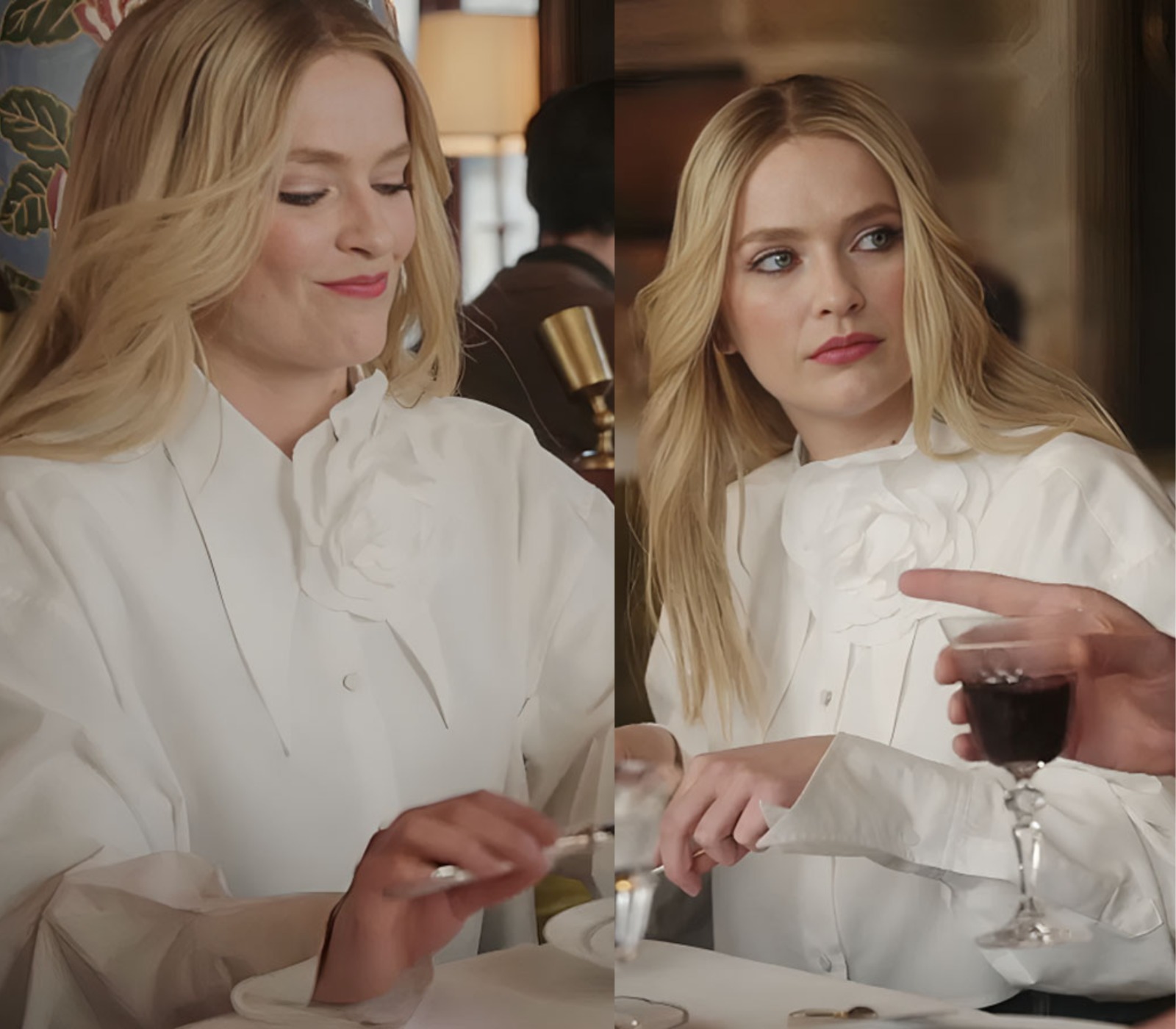 Emily in Paris S04 Camille White Flower Shirt – Parisian Couture Style