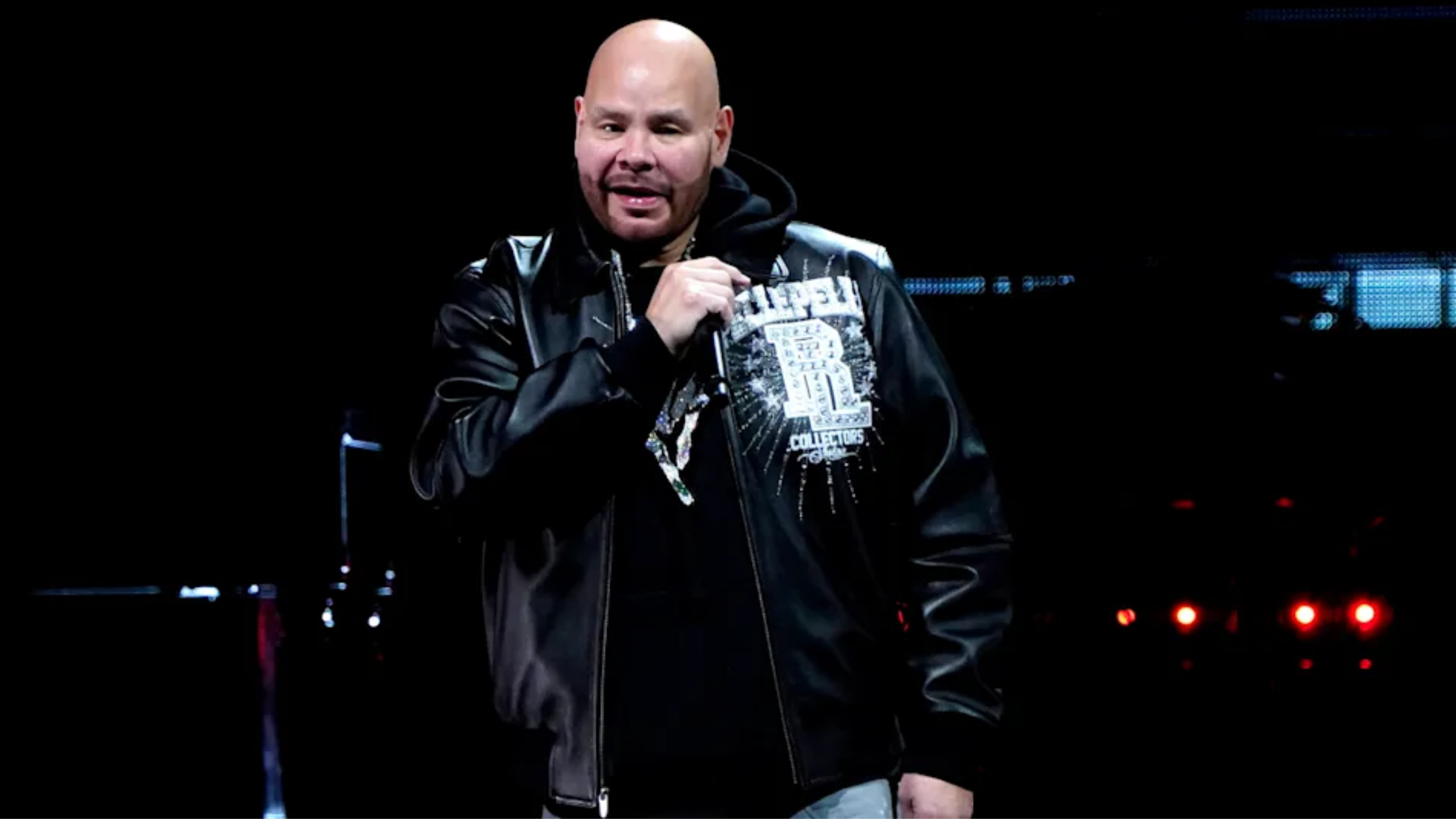 Fat Joe Thank You NYPD Concert Pelle Pelle Black Leather Jacket with Silver Studs