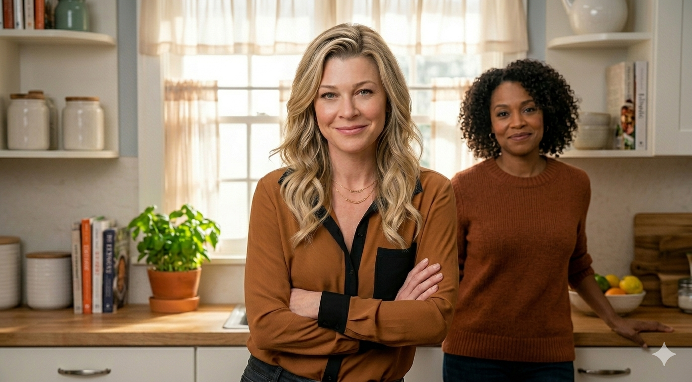 Good American Family Ellen Pompeo Rust-Brown Long-Sleeved Button-Up Shirt with Black Collar