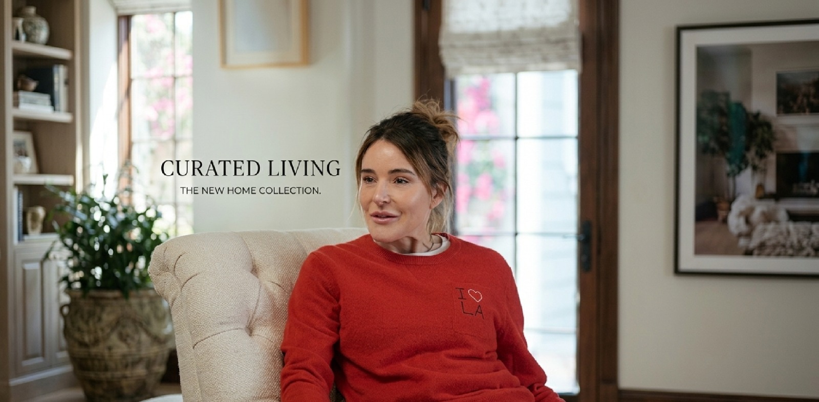 Shrinking Christa Miller I Love LA Red Sweater with Heart Embroidery