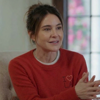 Shrinking Christa Miller I Love LA Red Sweater with Heart Embroidery