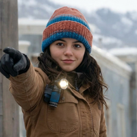 The Last of Us S02 Isabela Merced brown utility jacket with canvas fabric and multiple pockets