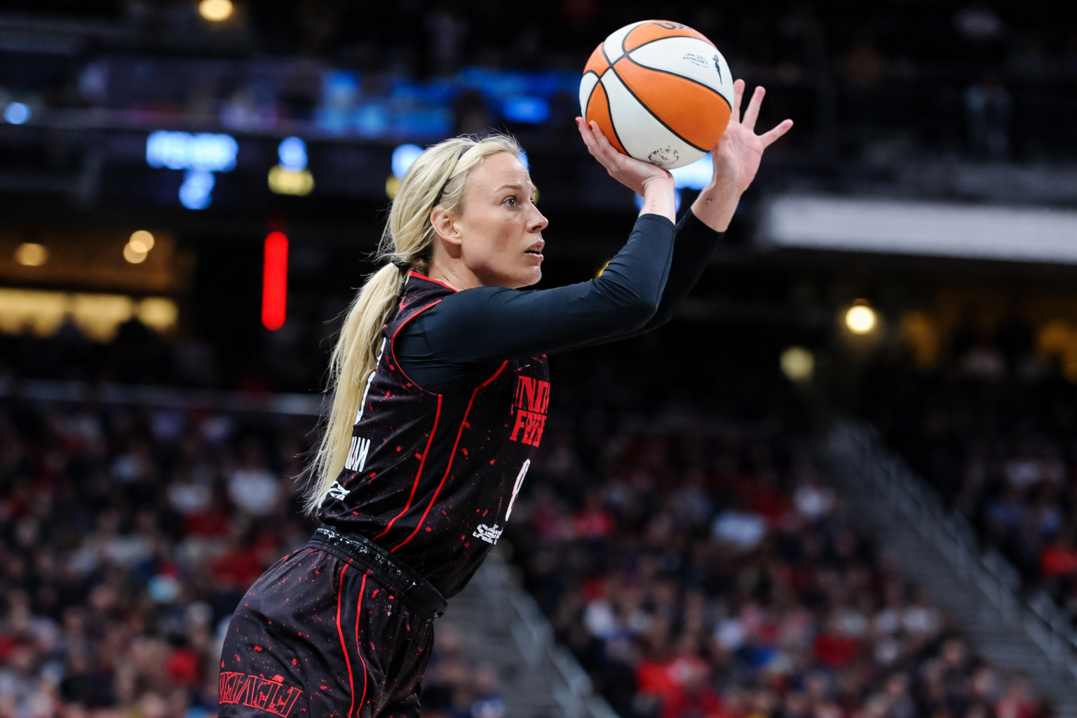 Sophie Cunningham Indiana Fever Stranger Things Jersey 2025 Black Red Upside Down Splatter