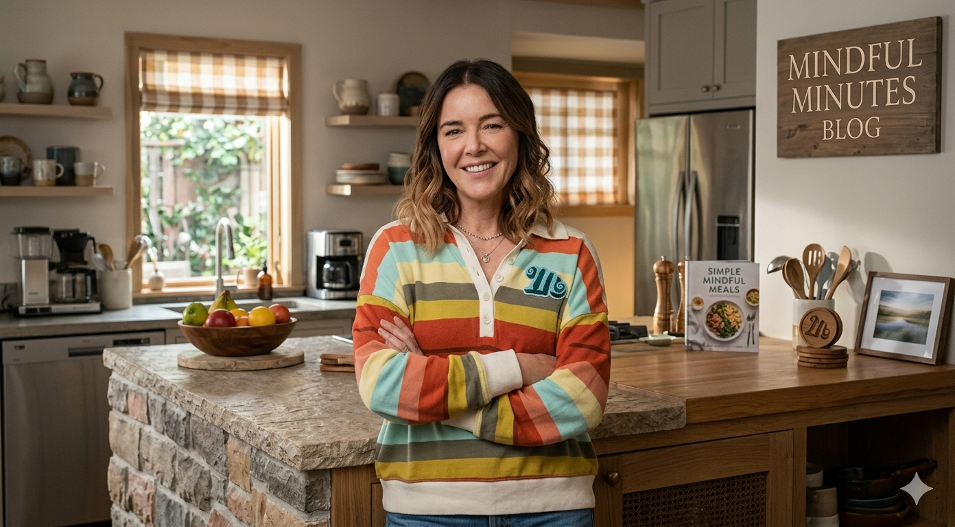 Shrinking Season 3 Christa Miller Rainbow Striped Polo Sweatshirt Cream Collar