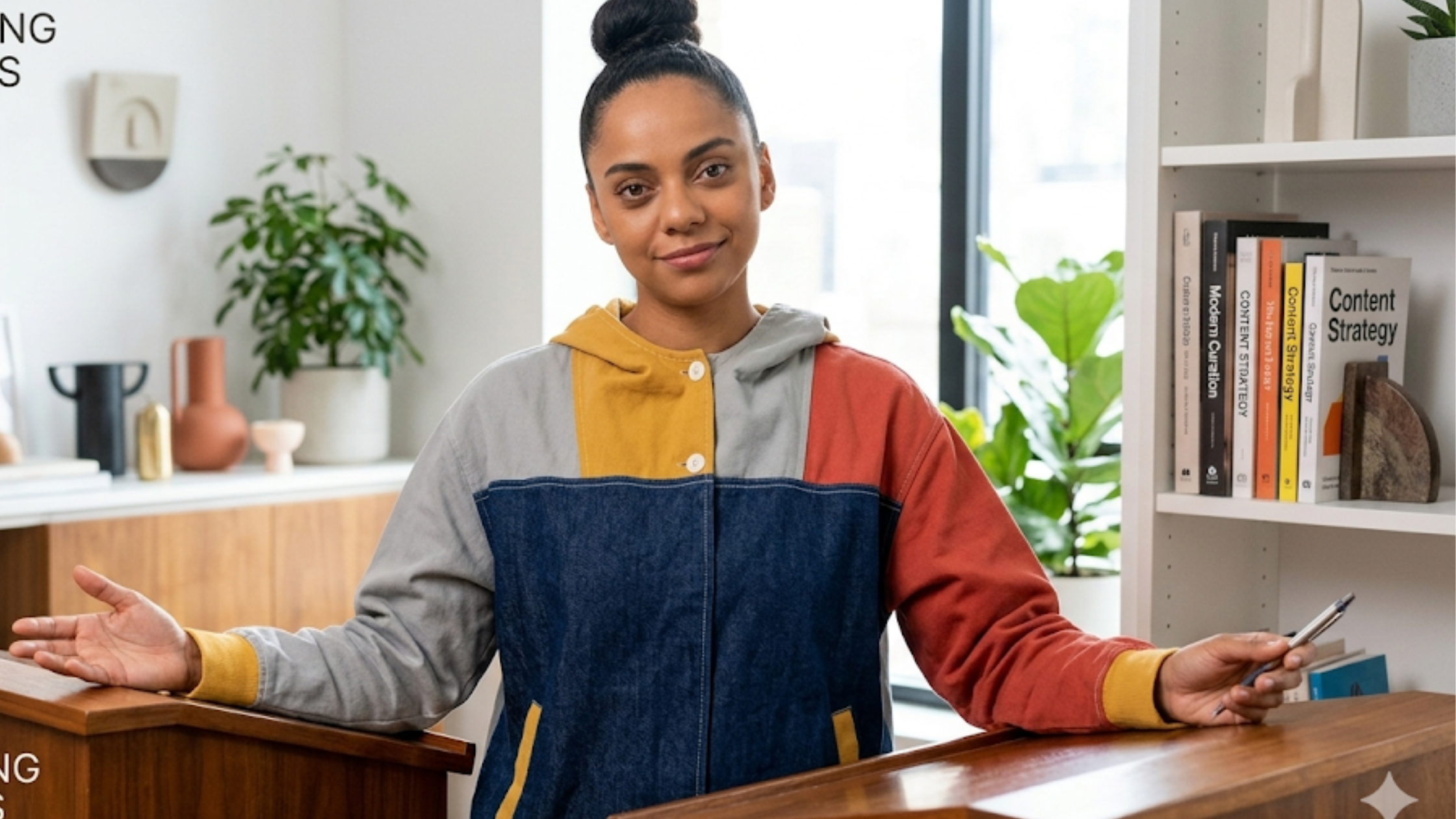 Leverage Redemption S03 Breanna Casey Jacket in Navy, Brown, Grey, Yellow & Pink