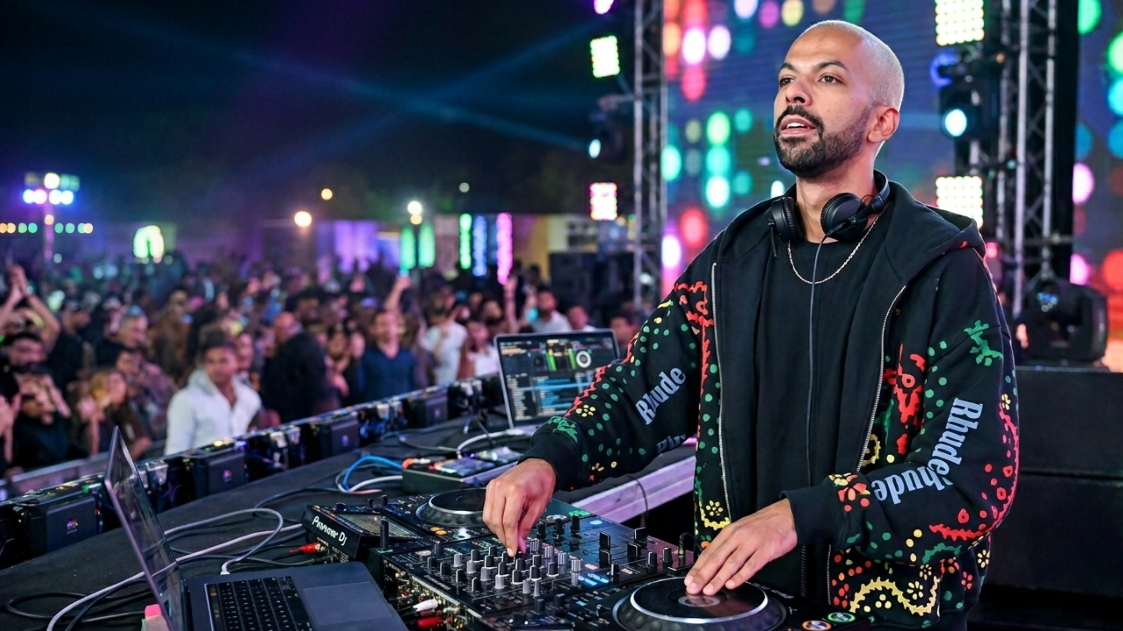 Marvin Hume Kisstory Blackheath Live 2025 Black Hoodie with Multicolor Graphic Design