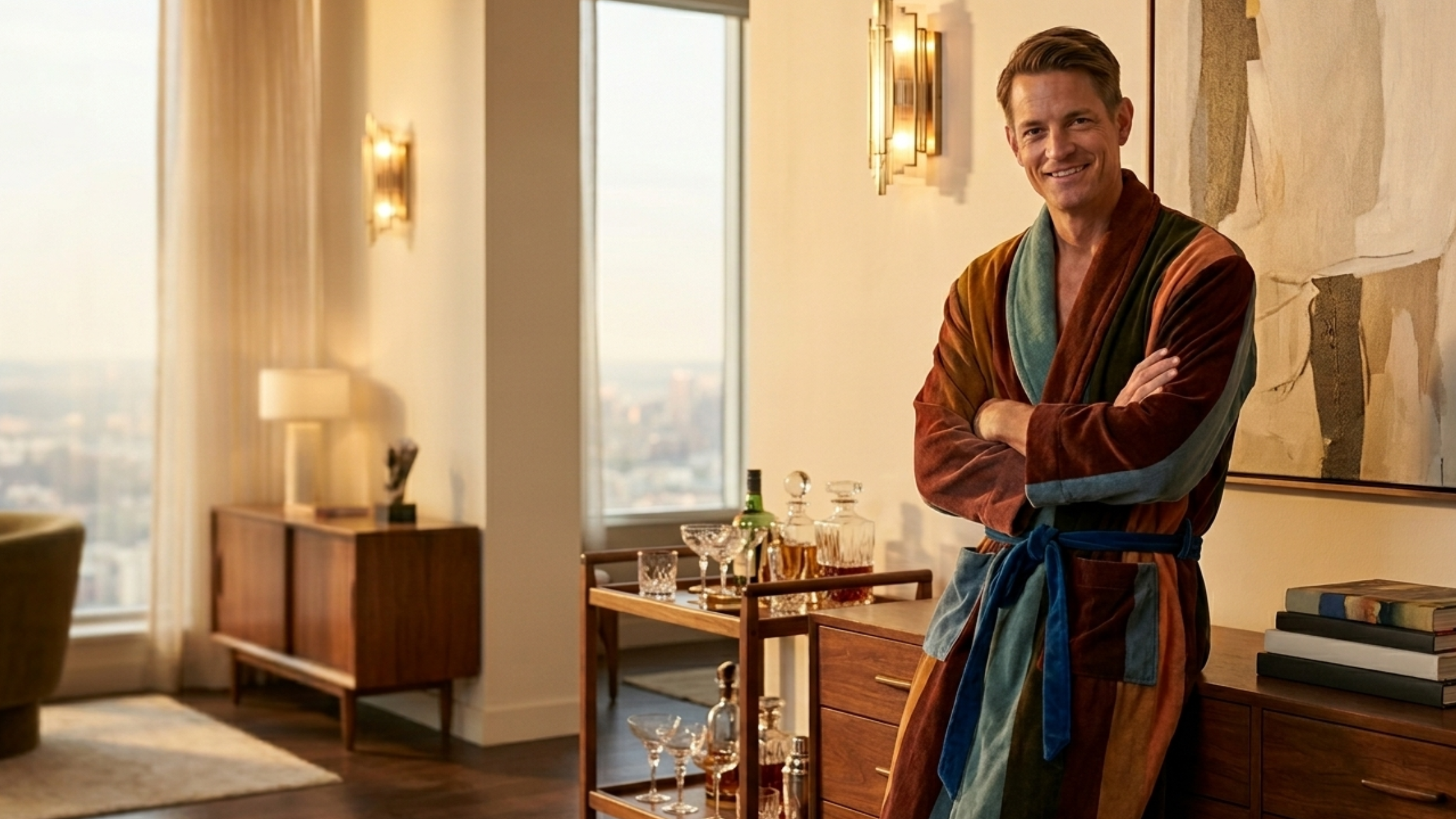 Imperfect Women S01 Robert Striped Robe with Shawl Collar and Patch Pockets