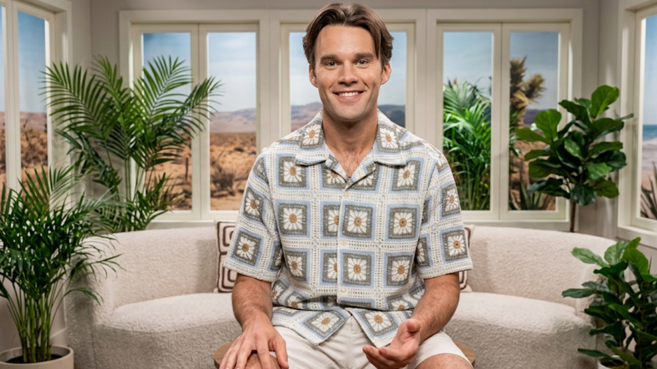 Tommy Brennan SNL S51 Multicolor Crochet Short-Sleeve Jacket with Daisy Patchwork