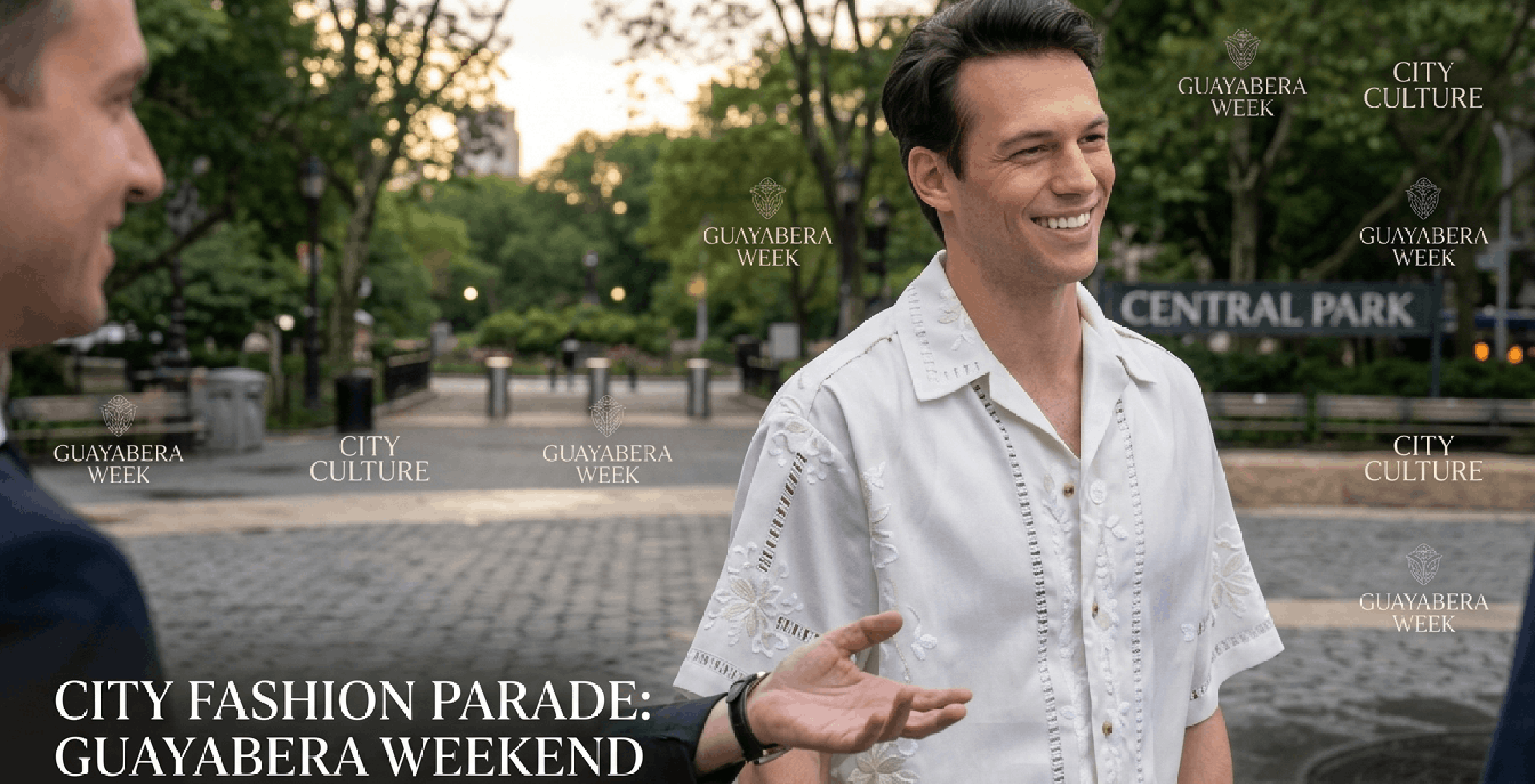 Sebastiano Pigazzi wearing Giuseppe cream embroidered short-sleeve camp shirt in And Just Like That Season 3