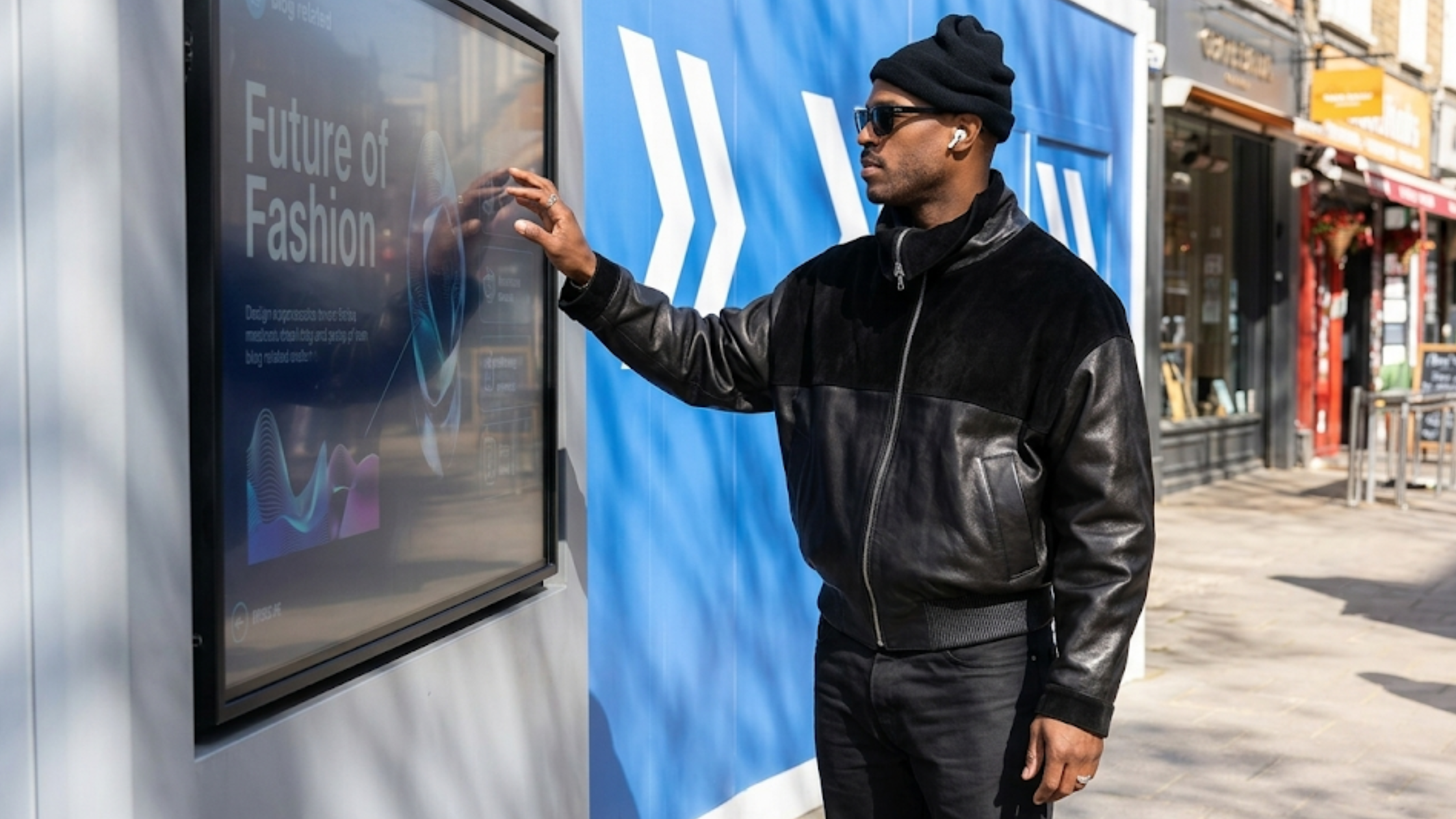 Marlon Wayans Capital Xtra Breakfast Radio Studios 2026 black suede and leather bomber jacket with funnel neck and oversized fit
