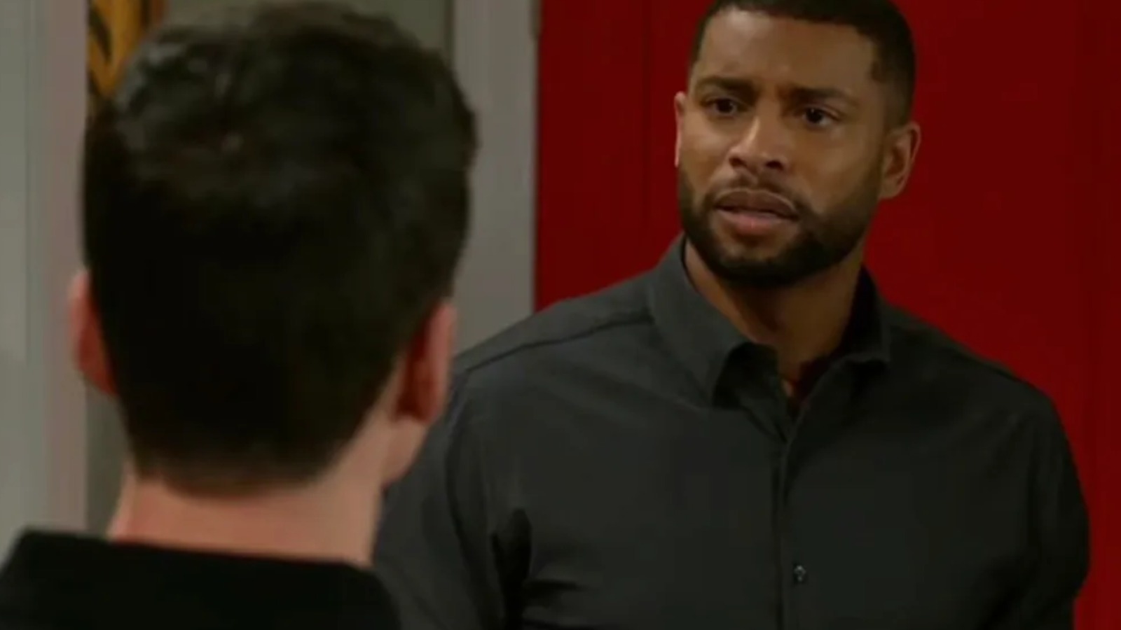 Beyond the Gates Randy Parker black overdyed jacquard shirt with abstract textured grid pattern and tonal button-front design