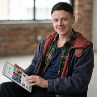 Half Man 2026 Stuart Campbell Hooded Jacket – Rust Red and Slate Blue Two-Tone Distressed Cotton Canvas Streetwear Jacket with Industrial Details