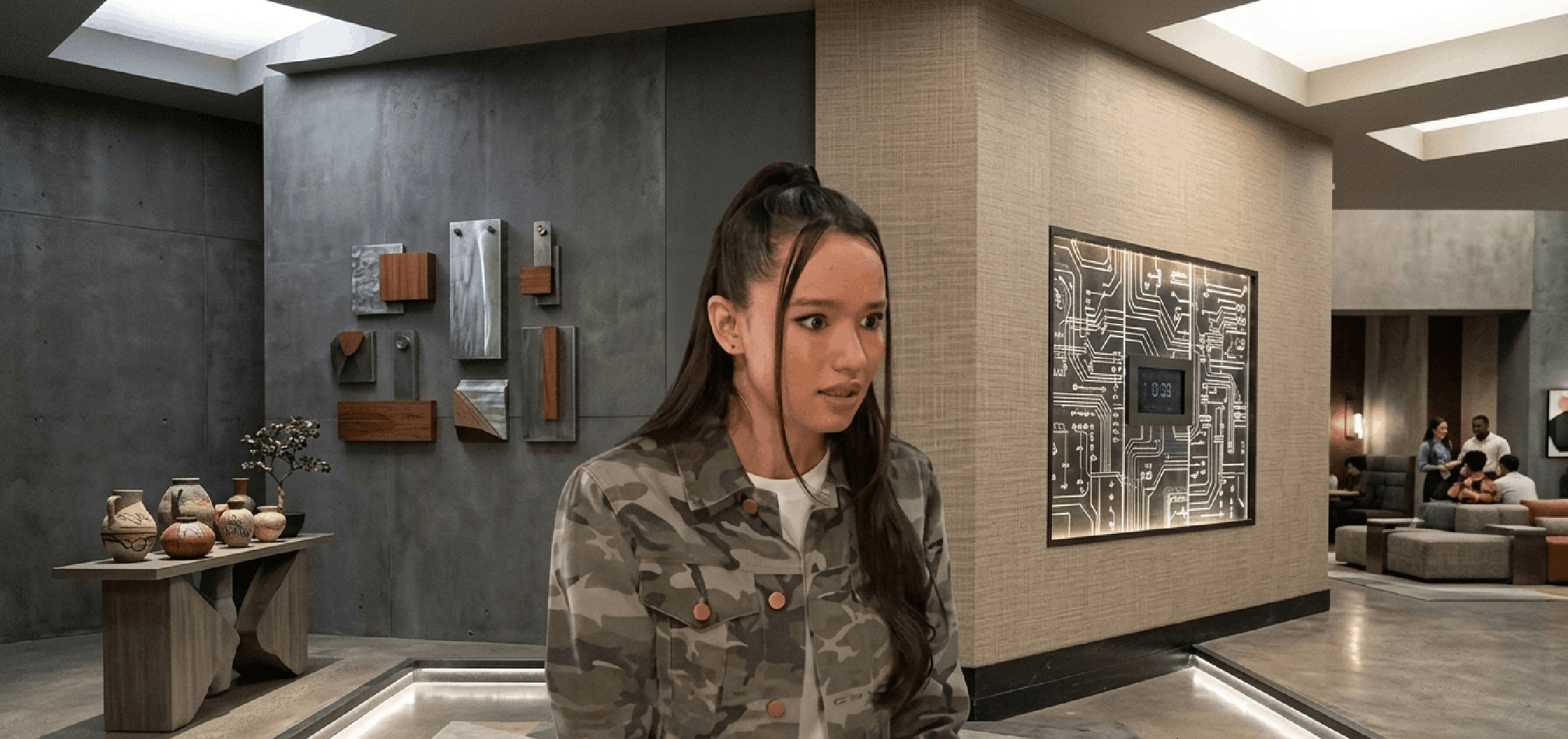 Rachel Boyd wearing Sophia Choi camo cropped jacket in Days of Our Lives