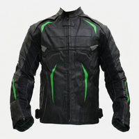 Monster Energy Biker Leather Jacket with black base, green accents, claw logo branding, and motorsport-inspired streetwear design for riders