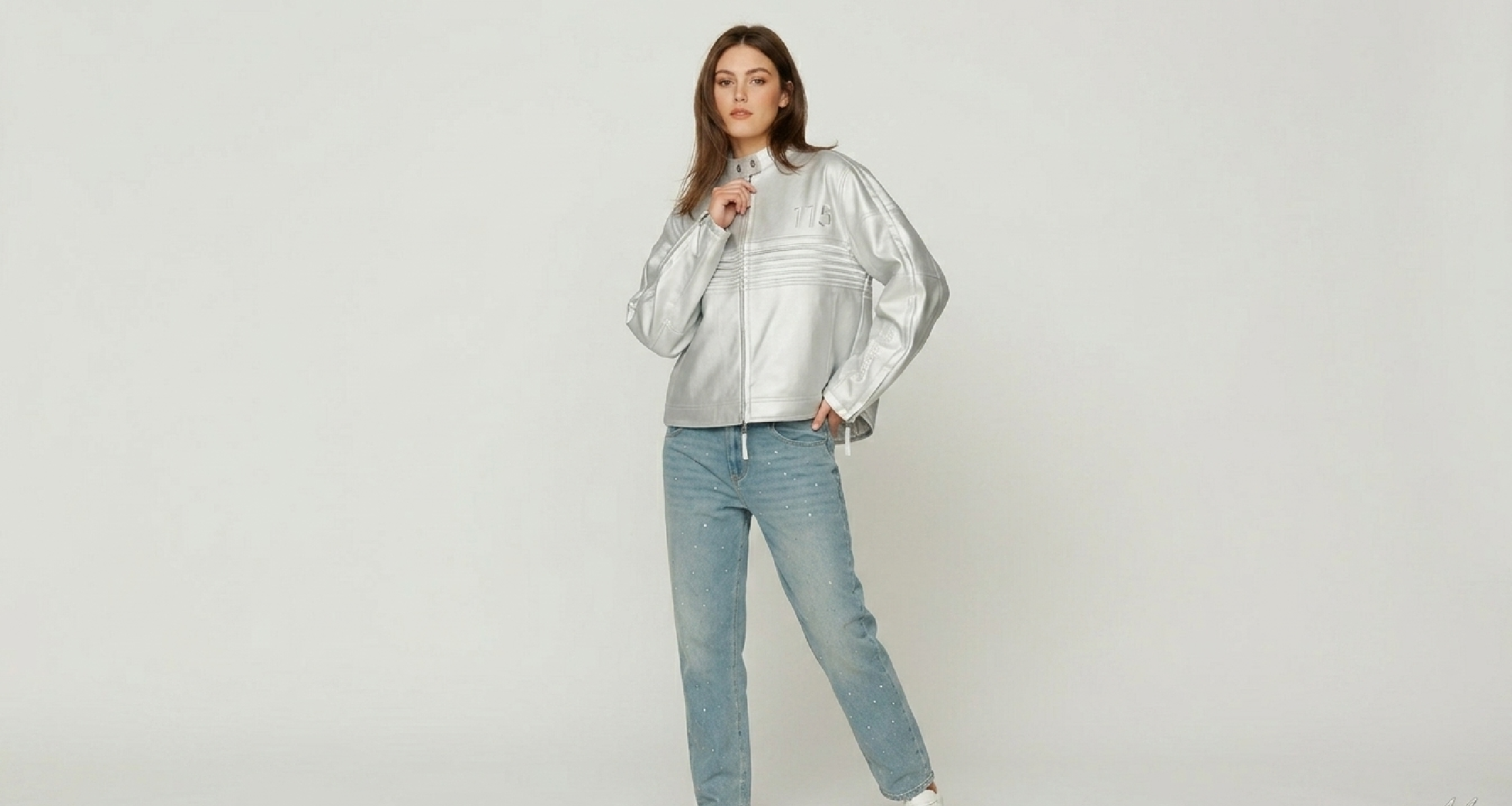 Chrome The Racer Silver Jacket with metallic chrome finish and futuristic cropped bomber silhouette