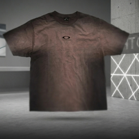 CJ x OAKLEY DAY ZERO brown gradient crew neck T-shirt styled as modern streetwear essential with minimalist logo and relaxed fit
