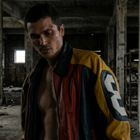 Eenie Meanie Karl Glusman Multicolor 8 Ball Leather Bomber Jacket