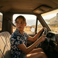 Lilo & Stitch Sydney Agudong floral navy hibiscus button-down shirt Cuban collar summer outfit
