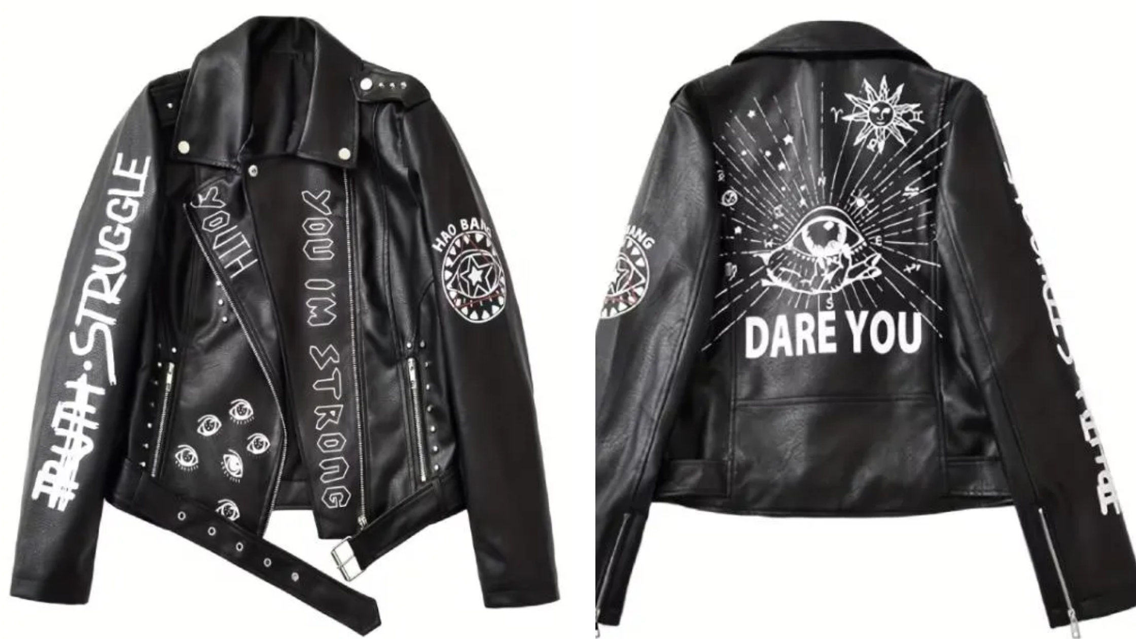 Looking for an Edgy Streetwear Piece? The Eye Dare You Black Leather Jacket Has Everything