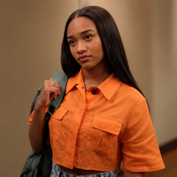 All American S07 Tori orange cropped cargo t-shirt with flap chest pockets