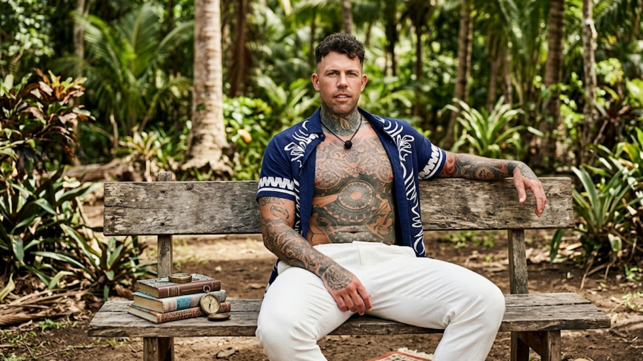 Perfect Match S04 Dave Hand Western short sleeve shirt blue white stripe cowboy snap button resort shirt reality TV fashion