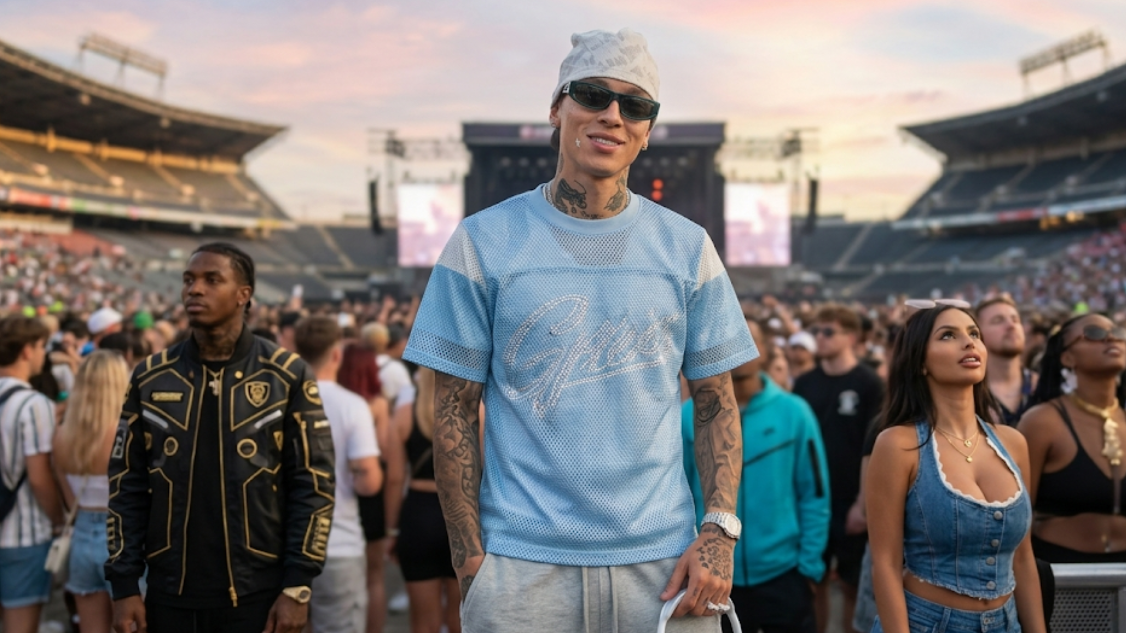 Central Cee Wireless Festival 2025 sky blue graphic T-shirt crew neck short sleeve UK drill streetwear festival outfit