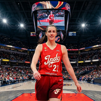 Caitlin Clark Dallas Wings Vs Indiana Fever Red Jersey with Indy script and number 22 graphics