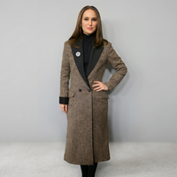 Natalie Portman 2026 Sundance Film Festival brown wool maxi coat with black peak lapels and double-breasted design