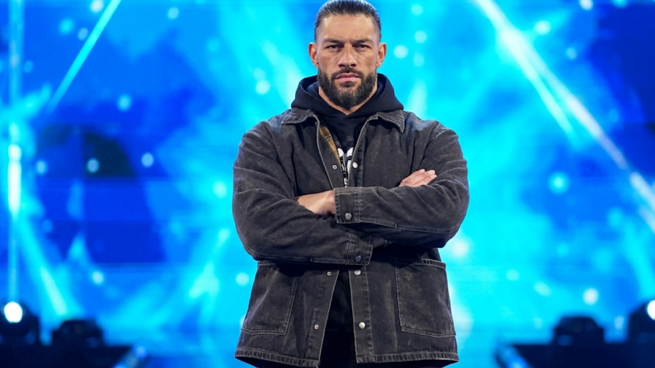 Roman Reigns Monday Night RAW washed black oversized denim jacket Tribal Chief WWE inspired black denim trucker jacket streetwear