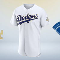 Los Angeles Dodgers 2026 White Gold Collection Jersey featuring metallic gold outlined blue script and championship sleeve patch