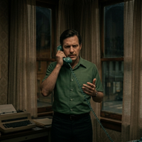 Dead Man’s Wire Bill Skarsgård Sage Green Half Sleeves Button-Up Shirt with Relaxed Fit Design