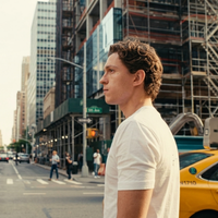 SPIDER-MAN Brand New Day Tom Holland White Crew Neck T-Shirt with Aston Martin Style Sponsor Logo Back Print