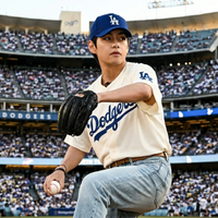 Kim Taehyung BTS The Return Los Angeles Dodgers White Baseball Jersey with V 7 Back Design