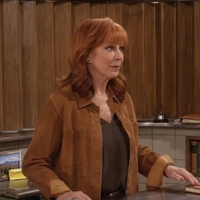 Reba McEntire brown suede shirt jacket