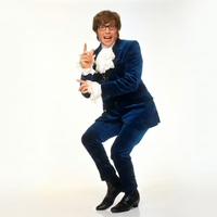 Mike Myers Austin Powers Blue Velvet Suit with White Lace Cravat and Ruffled Cuffs