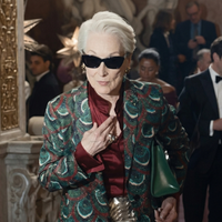 Meryl Streep The Devil Wears Prada 2 Peacock Jacquard Tailored Blazer with Peak Lapel Collar
