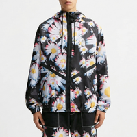FIFA World Cup 2026 South Korea Anthem Jacket with daisy floral print, black windbreaker design, and multicolor accents