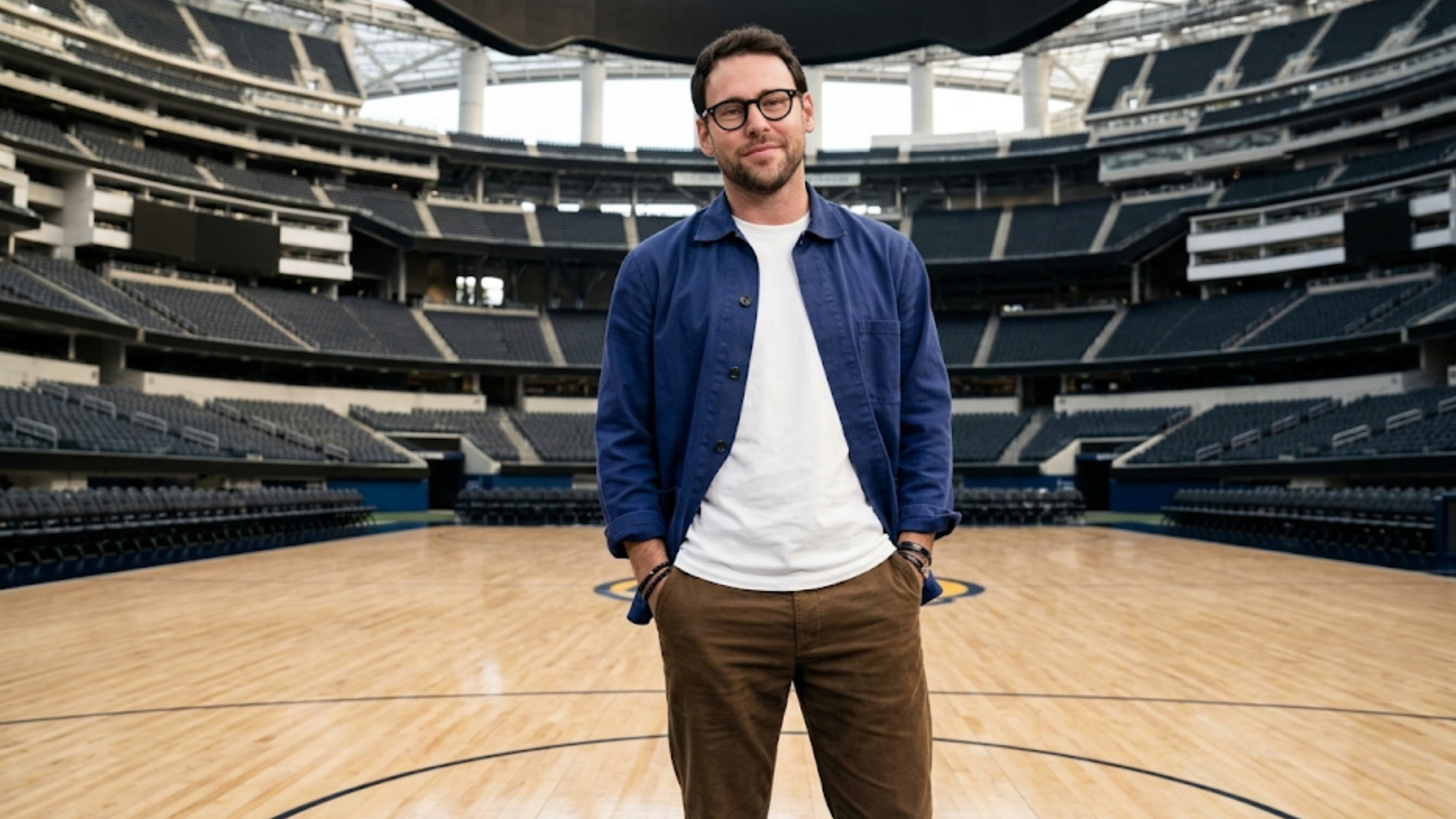 Scooter Braun Los Angeles Clippers Game 2026 French blue heavyweight cotton twill chore overshirt with patch pocket