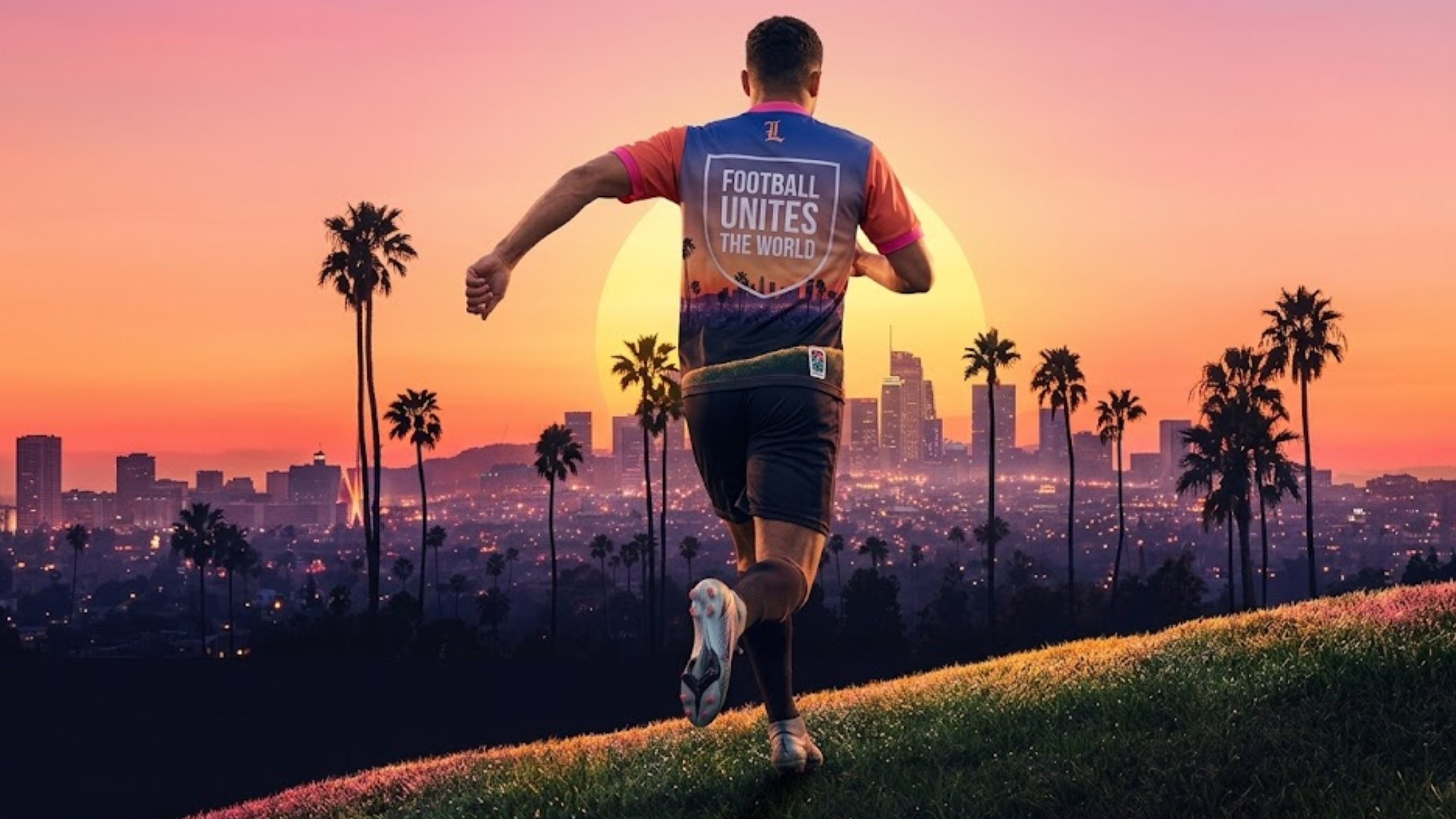 FIFA World Cup 2026 Los Angeles limited edition hot pink sunset skyline palm tree soccer jersey streetwear