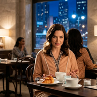 Sophia Bush in False Positive wearing a Zara embroidered linen boho dress.