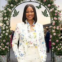 Garcelle Beauvais Today Show White Floral Botanical Blazer with Twisting Vines Garden Print