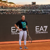 Aryna Sabalenka Internazionali BNL D’Italia 2026 graphic black oversized t-shirt with neon green and teal graffiti-inspired design