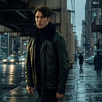 Tom Hughes black jacket